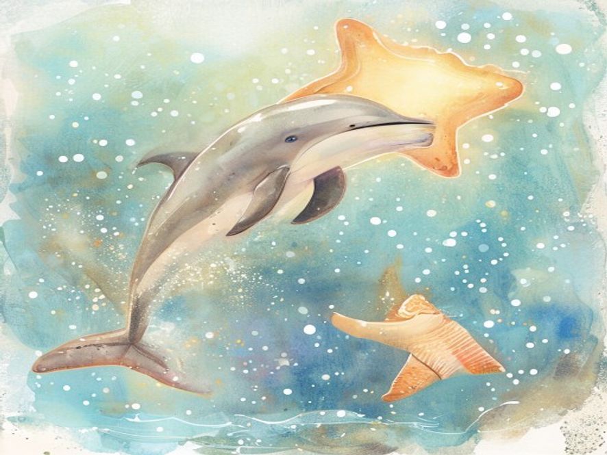 Ілюстрація до казки «Luna, il delfino e la stella marina»